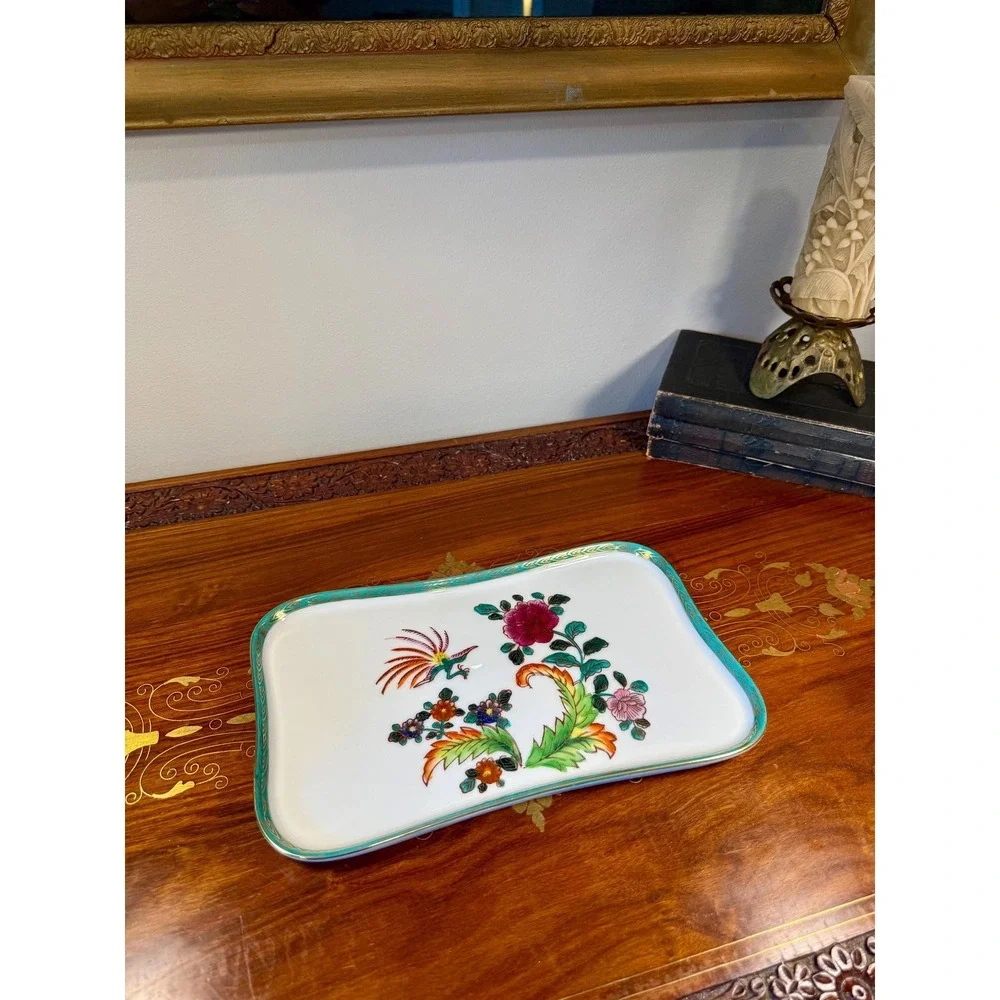 Vintage Charleton Porcelain Vanity Tray, Bird of Paradise Jewelry Tray